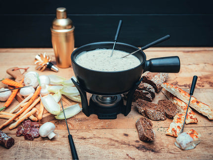 Goat cheese fondue with truffle tapenade