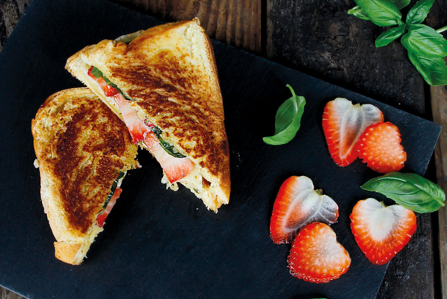 Brie and strawberry grilled cheese