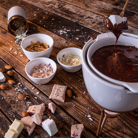 Chocolate fondue with Tony’s Chocolonely and marshmallows