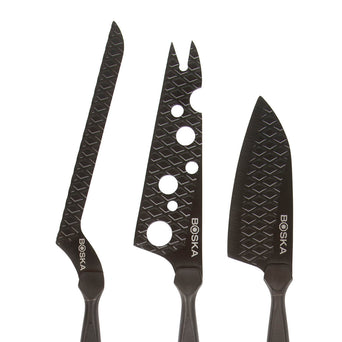 307089 BOSKA Cheese Knife Set Monaco+ Black with Leather Case