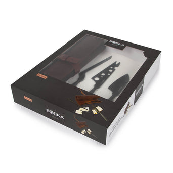 307089 BOSKA Cheese Knife Set Monaco+ Black with Leather Case